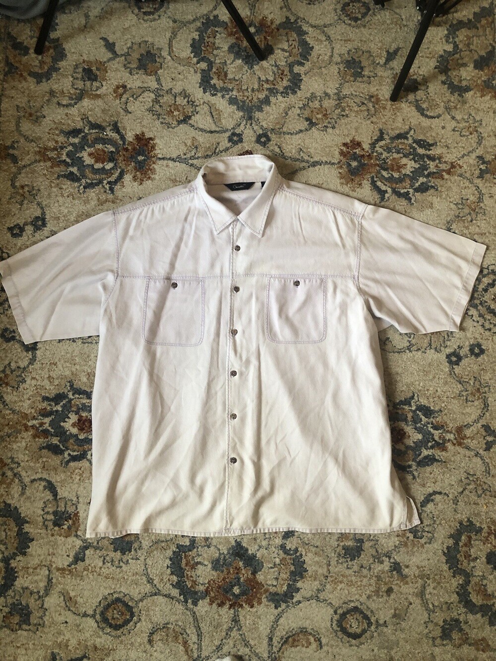 Vintage Genelli Button Up Shirt Adult Mens 3XL Silk Blend Purple Casual